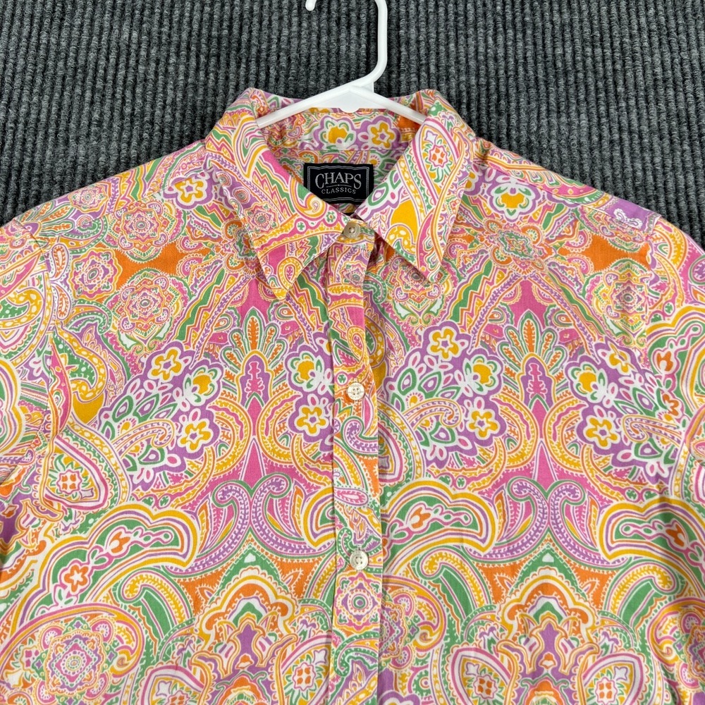 Chaps Shirt Womens Large Orange Designer Long Sleeve Button Up Casual Comfort - Picture 4 of 14